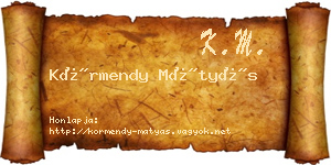 Körmendy Mátyás névjegykártya