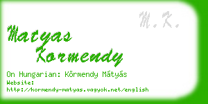 matyas kormendy business card